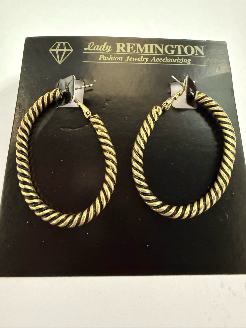 Vintage Lady Remington Twisted Gold Rope Hoop Earrings